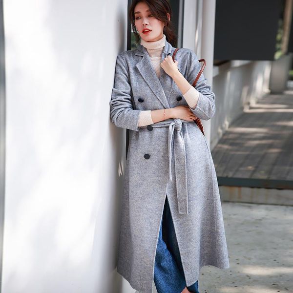 women's wool & blends women double breast cashmere overcoats winter woolen jackets high end long handmade grey outwear plus size elegan, Black
women's wool & blends women double breast cashmere overcoats winter woolen jackets high end long handmade grey outwear plus size elegan, Black