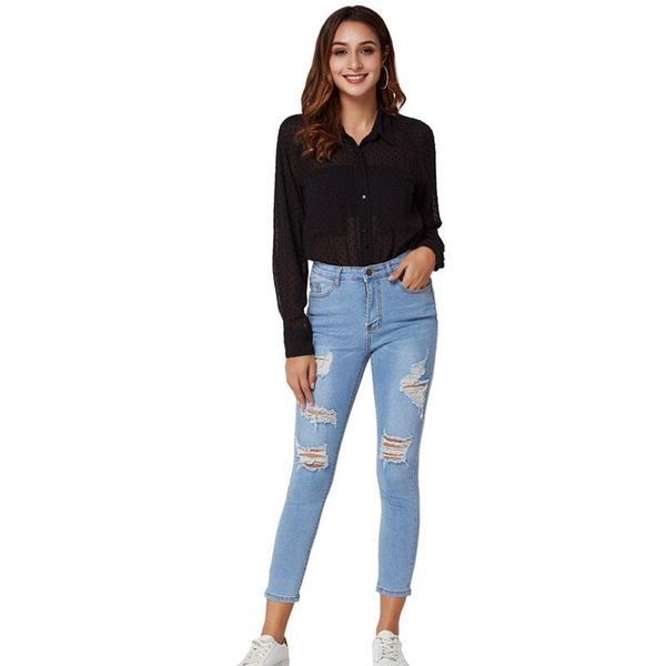women's jeans fashion casual cropped pants hole ladies mid-rise stretch skinny pencil ripped de mujer, Blue
women's jeans fashion casual cropped pants hole ladies mid-rise stretch skinny pencil ripped de mujer, Blue