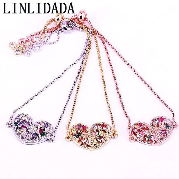 link, chain 8pcs trendy rainbow cz zircon heart charm bracelet women's adjustable bracelets jewelry, Black
link, chain 8pcs trendy rainbow cz zircon heart charm bracelet women's adjustable bracelets jewelry, Black