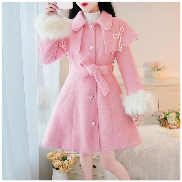 women's fur & faux sweetxue 2021 fashion autumn winter coat casual loose mink jacket kawaii beaded ladies elegant outwear female, Black
women's fur & faux sweetxue 2021 fashion autumn winter coat casual loose mink jacket kawaii beaded ladies elegant outwear female, Black