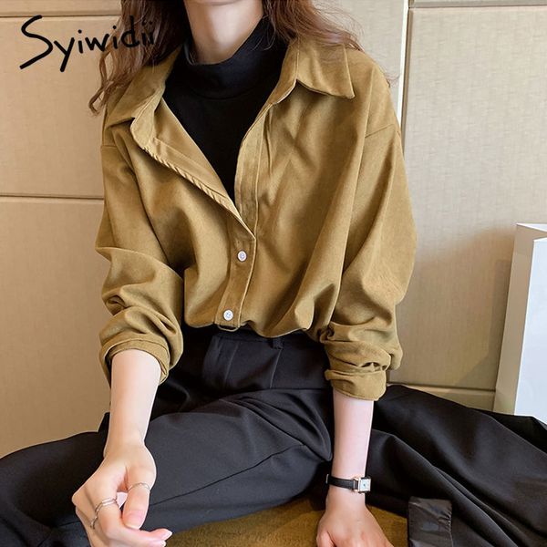 syiwidii corduroy blouses fake two pieces shirt plus size clothing for women blouses vintage korean solid red yellow casual, White
syiwidii corduroy blouses fake two pieces shirt plus size clothing for women blouses vintage korean solid red yellow casual, White