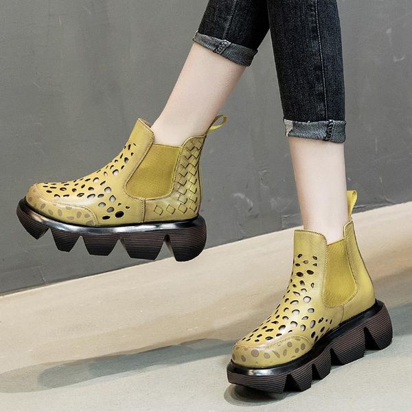 boots 2021 spring leather thick bottom ethnic style muffin sole elastic women's short vintage hollow out breathable, Black
boots 2021 spring leather thick bottom ethnic style muffin sole elastic women's short vintage hollow out breathable, Black