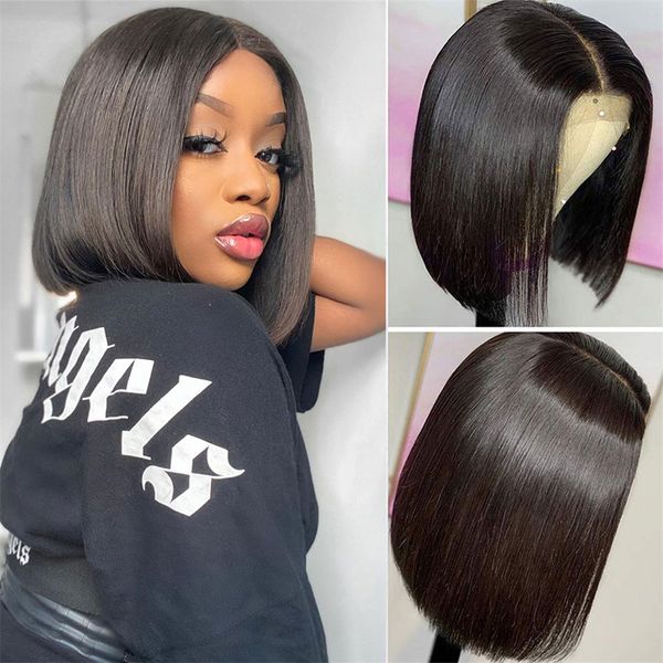 14inch straight bob wig for women 13*4 lace front human hair wigs glueless 4*4 short bob wig ombre color pre-plucked hairline, Black 
14inch straight bob wig for women 13*4 lace front human hair wigs glueless 4*4 short bob wig ombre color pre-plucked hairline, Black