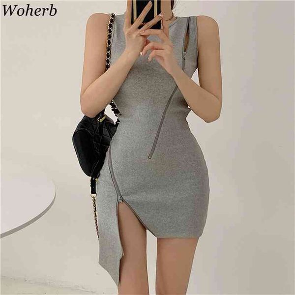 women dress summer korean chic robe lady slim waist bodycon mini dresses zipper irregular sleeveless vestidos mujer 210519, Black;gray
women dress summer korean chic robe lady slim waist bodycon mini dresses zipper irregular sleeveless vestidos mujer 210519, Black;gray
