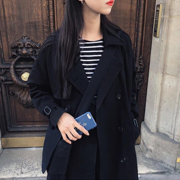 women's trench coats windbreaker korean style autumn coat elegant slim fashion button for women black, Tan;black
women's trench coats windbreaker korean style autumn coat elegant slim fashion button for women black, Tan;black