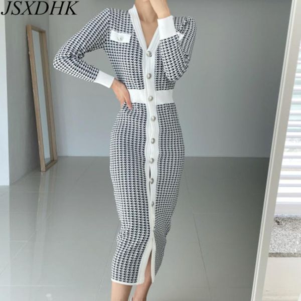 casual dresses fashion chic women's v neck single breasted knitted black white sheath dress autumn long sleeve houndstooth bodycon midi, Black;gray
casual dresses fashion chic women's v neck single breasted knitted black white sheath dress autumn long sleeve houndstooth bodycon midi, Black;gray