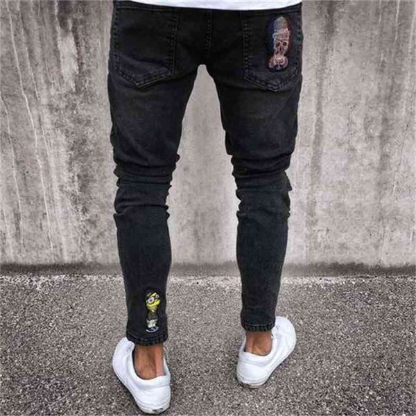 men's jeans black skinny skull biker homme slim fit personality badge patchwork denim hip hop street for kd1q, Blue 
men's jeans black skinny skull biker homme slim fit personality badge patchwork denim hip hop street for kd1q, Blue