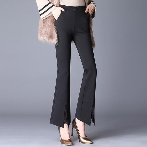women's pants & capris women stretch flare office lady bell bottom elegant lace slit high waist trousers formal work boot cut plus size, Black;white
women's pants & capris women stretch flare office lady bell bottom elegant lace slit high waist trousers formal work boot cut plus size, Black;white