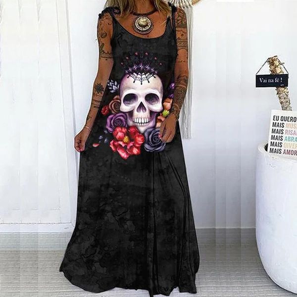 casual dresses 2021 women fashion punk skull printed dress summer o-neck sleeveless sling long party ladies elegant vestidos, Black;gray
casual dresses 2021 women fashion punk skull printed dress summer o-neck sleeveless sling long party ladies elegant vestidos, Black;gray