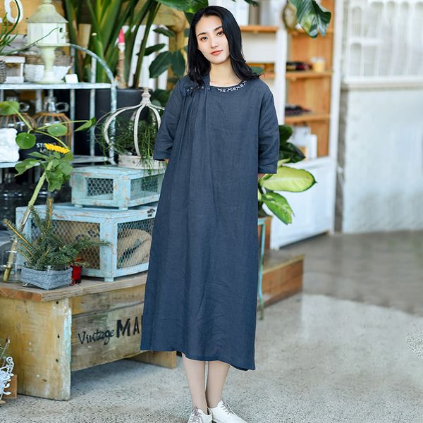 johnature women embroidery vintage bandage dresses ramie seven sleeve robes spring solid color chinese style belt dress 210521, Black;gray
johnature women embroidery vintage bandage dresses ramie seven sleeve robes spring solid color chinese style belt dress 210521, Black;gray