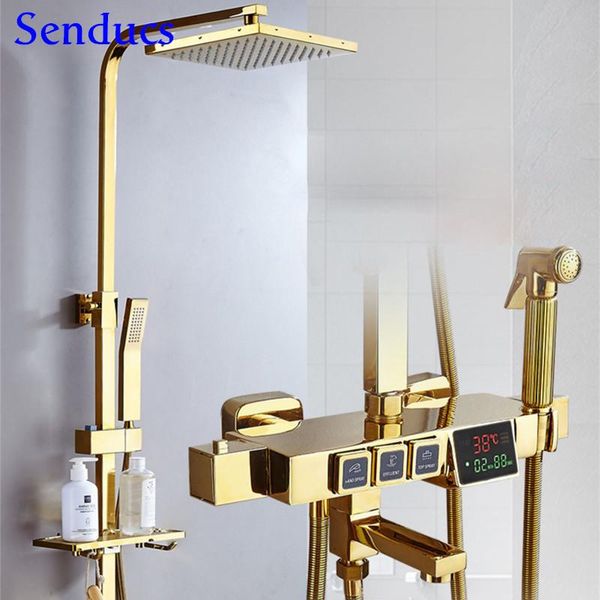 thermostatic shower set of temperature display digital bathroom system copper bathtub mixer faucets square head sets
thermostatic shower set of temperature display digital bathroom system copper bathtub mixer faucets square head sets
