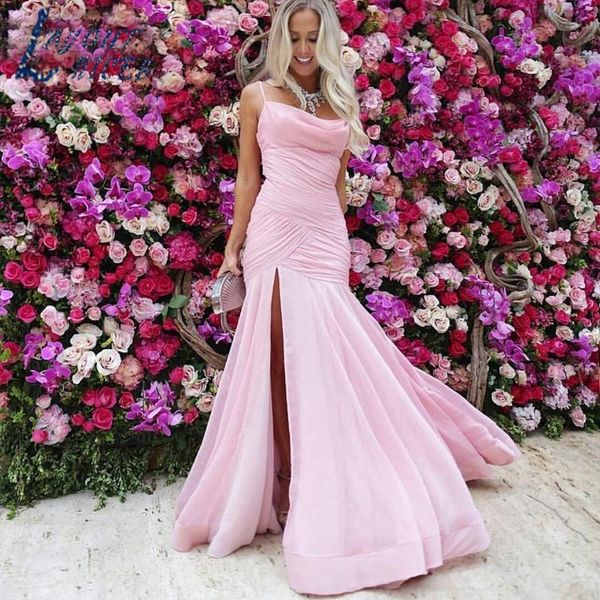 party dresses sz013 elegant spaghetti strap pink chiffon evening mermaid prom formal gowns, White;black
party dresses sz013 elegant spaghetti strap pink chiffon evening mermaid prom formal gowns, White;black