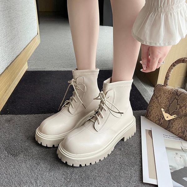 boots ankle platform women shoes pu leather thick sole short leisure lace up chunky black beige
boots ankle platform women shoes pu leather thick sole short leisure lace up chunky black beige