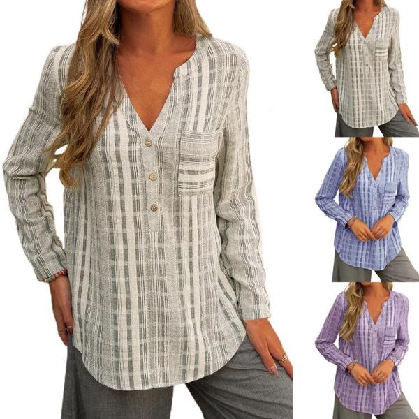 women's blouses & shirts 2021 women shirt stripe v neck skin-friendly summer pocket blouse long sleeve for daily wear, White
women's blouses & shirts 2021 women shirt stripe v neck skin-friendly summer pocket blouse long sleeve for daily wear, White