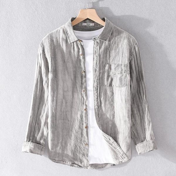 long-sleeved retro wrinkle pure linen shirt men fashion trend brand for breathable shirts male chemise camisa men's casual, White;black
long-sleeved retro wrinkle pure linen shirt men fashion trend brand for breathable shirts male chemise camisa men's casual, White;black