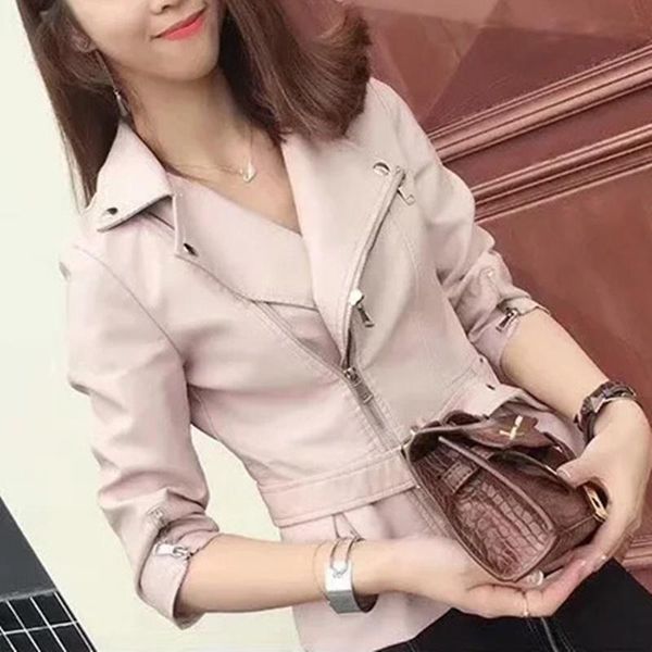 women's leather & faux 2021 fashion women autunm winter pink white fake jackets lady pu zipper pocket motorcycle outerwear coat belt, Black
women's leather & faux 2021 fashion women autunm winter pink white fake jackets lady pu zipper pocket motorcycle outerwear coat belt, Black