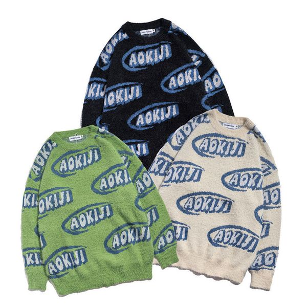 men's sweaters and women's knitted pullovers, printed with letters, large harajuku casual wear, White;black
men's sweaters and women's knitted pullovers, printed with letters, large harajuku casual wear, White;black