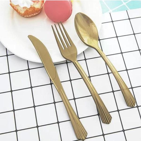 disposable dinnerware birthday party tableware luxury bronzing golden knife fork and spoon set 20pcs home banquet decoration supplies
disposable dinnerware birthday party tableware luxury bronzing golden knife fork and spoon set 20pcs home banquet decoration supplies