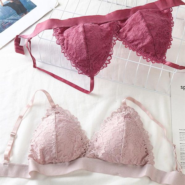 bras french triangle bra backless bralette underwear ladies summer lace girls gathered no steel ring women lingerie, Red;black
bras french triangle bra backless bralette underwear ladies summer lace girls gathered no steel ring women lingerie, Red;black