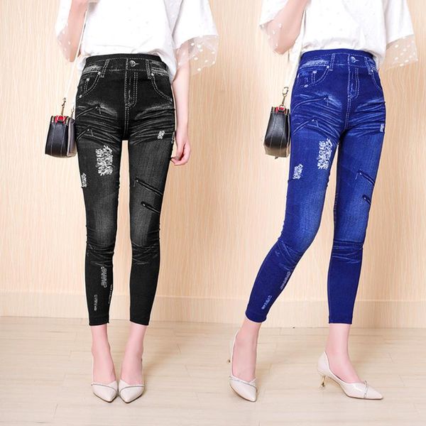 women's leggings fashion printed imitation denim for women outer wear thin fleece woman split jeans high elastic skinny stretch trouser, Black
women's leggings fashion printed imitation denim for women outer wear thin fleece woman split jeans high elastic skinny stretch trouser, Black