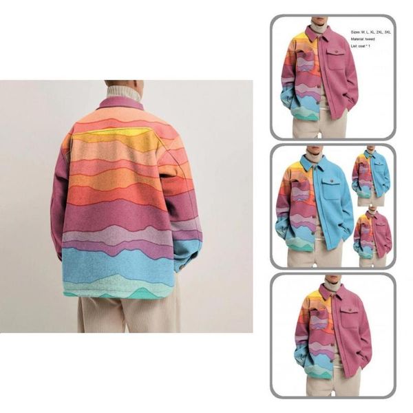 men's wool & blends casual coat lightweight men practical warm-keeping excellent fashion abstract printed male loose coats, Black
men's wool & blends casual coat lightweight men practical warm-keeping excellent fashion abstract printed male loose coats, Black