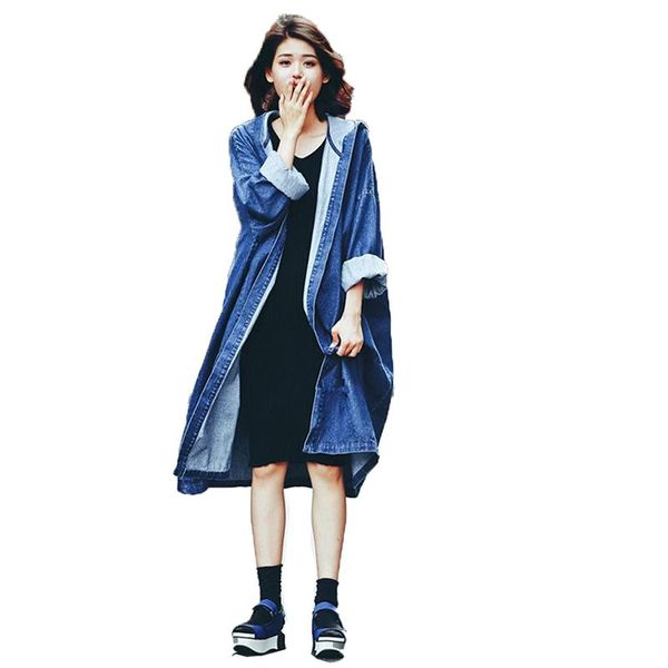 women's trench coats coat denim cardigan european american style long sleeve spring autumn cowboy casual female 2021 k427, Tan;black
women's trench coats coat denim cardigan european american style long sleeve spring autumn cowboy casual female 2021 k427, Tan;black