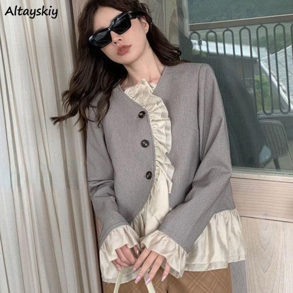 women's jackets basic women patchwork design feminino soft french style office ladies simple vintage leisure streetwear all-match trend, Black;brown
women's jackets basic women patchwork design feminino soft french style office ladies simple vintage leisure streetwear all-match trend, Black;brown
