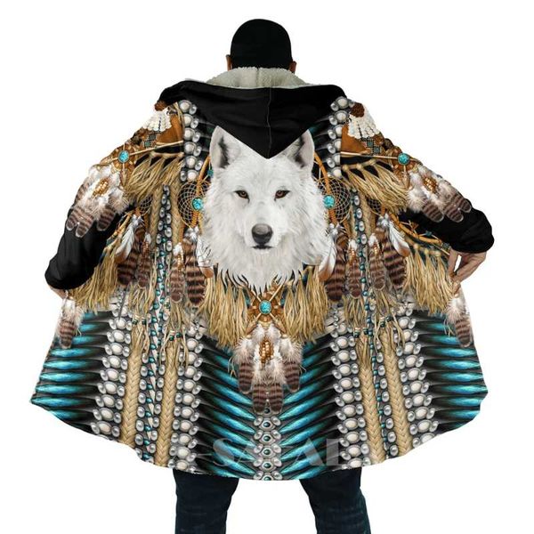 men's wool & blends native wolf animal feather all over 3d printed thick warm hooded cloak for men windproof fleece casual-58, Black
men's wool & blends native wolf animal feather all over 3d printed thick warm hooded cloak for men windproof fleece casual-58, Black