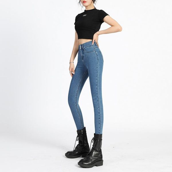 women's jeans high waist fall 2021 korean style slim fit slimming elastic breasted peach hip raise skinny pants, Blue
women's jeans high waist fall 2021 korean style slim fit slimming elastic breasted peach hip raise skinny pants, Blue