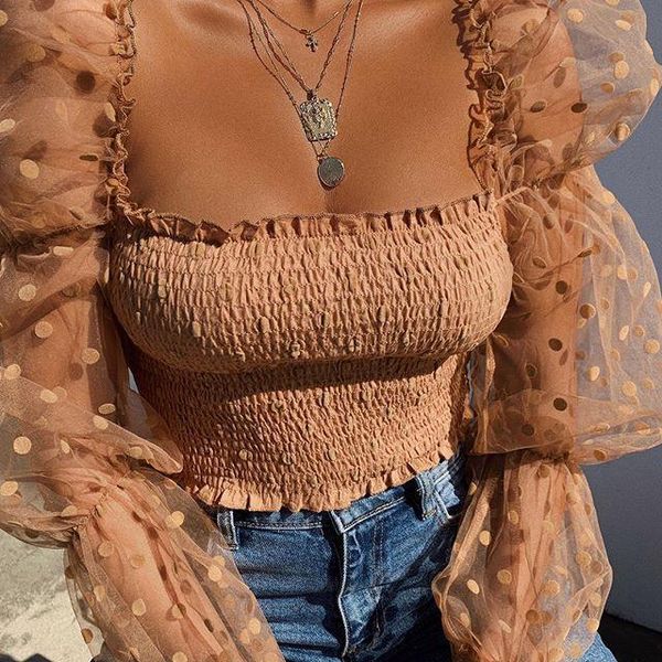 summer polka dot vintage women blouses puff sleeve square neck slim see through blouse crop clubwear, White
summer polka dot vintage women blouses puff sleeve square neck slim see through blouse crop clubwear, White