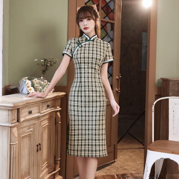 ethnic clothing women chinese style cotton linen cheongsam traditional green plaid print retro prom party qipao s-3xl, Red
ethnic clothing women chinese style cotton linen cheongsam traditional green plaid print retro prom party qipao s-3xl, Red
