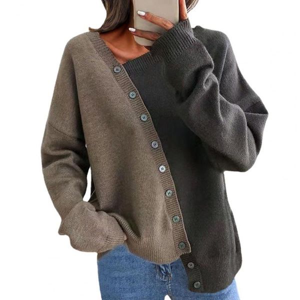 women's sweaters winter sweater oblique neck contrast colors irregular buttons knitted lady for daily wear, White;black
women's sweaters winter sweater oblique neck contrast colors irregular buttons knitted lady for daily wear, White;black
