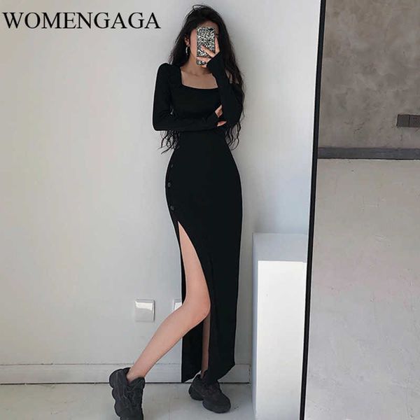 european slim strapless shoulder bag buttocks long sleeve dress autumn womens square collar button hckt 210603, Black;gray
european slim strapless shoulder bag buttocks long sleeve dress autumn womens square collar button hckt 210603, Black;gray