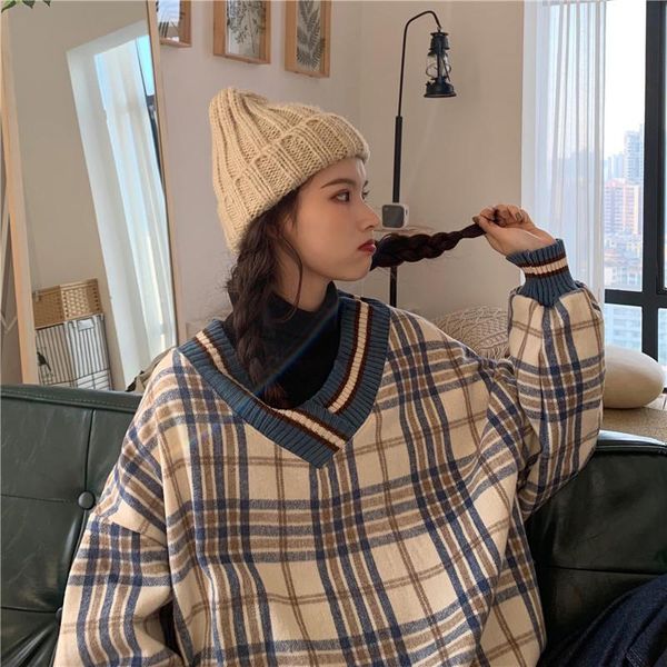 women's sweaters japanese kawaii ulzzang vintage plaid lazy chic sweater female korean harajuku clothing for women, White;black
women's sweaters japanese kawaii ulzzang vintage plaid lazy chic sweater female korean harajuku clothing for women, White;black