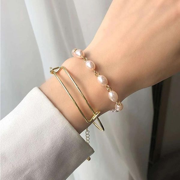 link, chain letapi trendy simulated pearl bangles bracelets set for women girls fashion multilayer gold metal bracelet gifts jewelry, Black
link, chain letapi trendy simulated pearl bangles bracelets set for women girls fashion multilayer gold metal bracelet gifts jewelry, Black