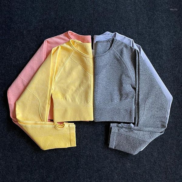 women seamless long sleeve crop yoga shirts with thumb hole running fitness workout gym sports hollow out sportswear outfit
women seamless long sleeve crop yoga shirts with thumb hole running fitness workout gym sports hollow out sportswear outfit