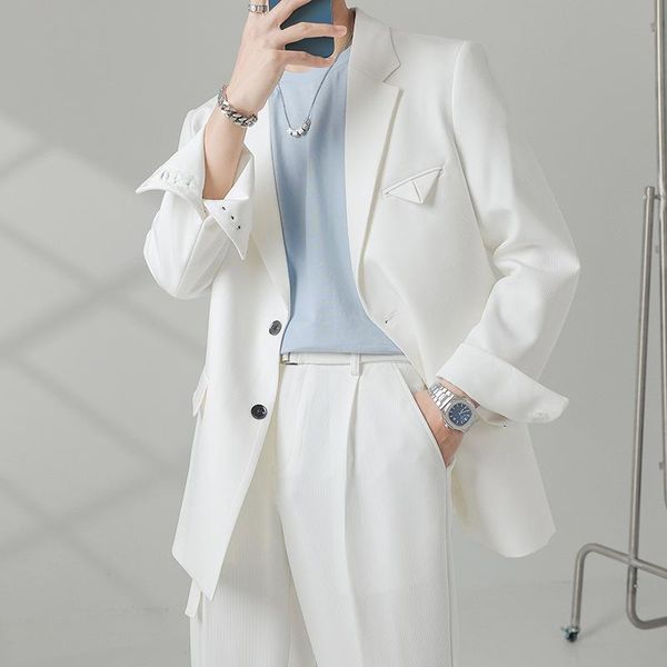 men's suits & blazers oimg light mature style autumn suit jacket drape slightly loose casual, White;black
men's suits & blazers oimg light mature style autumn suit jacket drape slightly loose casual, White;black