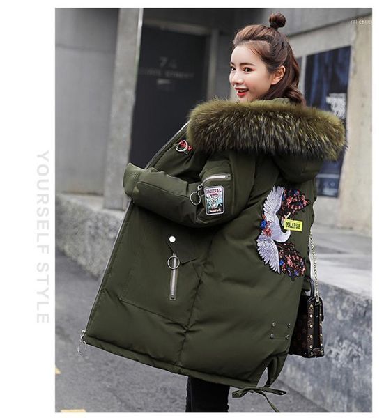 women's down & parkas costumes winter woman jacket big fur collar coat female loose oversize embroidery cotton abrigo+mujer lxr, Black
women's down & parkas costumes winter woman jacket big fur collar coat female loose oversize embroidery cotton abrigo+mujer lxr, Black
