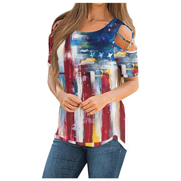 women's t-shirt american flag print women summer t-shirts hollow out short sleeve strappy cold shoulder aesthetic tee shirt femme, White
women's t-shirt american flag print women summer t-shirts hollow out short sleeve strappy cold shoulder aesthetic tee shirt femme, White