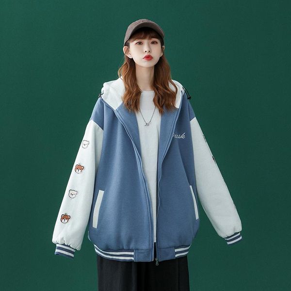 women's jackets spring and autumn jacket korean urban casual cartoon loose hooded zipper pocket m-5xl size coat, Black;brown
women's jackets spring and autumn jacket korean urban casual cartoon loose hooded zipper pocket m-5xl size coat, Black;brown
