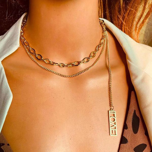 2021 woman multi-layer chains necklaces wild alloy letter love clavicle chain simple mix and match design necklace jewelry gift wholesale, Silver
2021 woman multi-layer chains necklaces wild alloy letter love clavicle chain simple mix and match design necklace jewelry gift wholesale, Silver