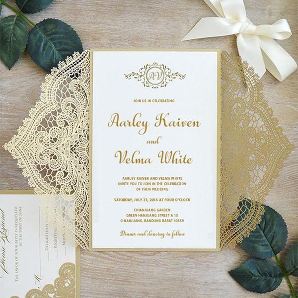 greeting cards gold lace wedding invitations suite elegant laser cut invitation with rsvp customized - set of 50
greeting cards gold lace wedding invitations suite elegant laser cut invitation with rsvp customized - set of 50