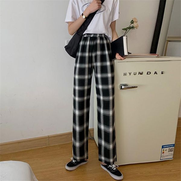 spring fashion plaid pants women loose straight drape high waist slimming korean casual wide-leg women's & capris, Black;white
spring fashion plaid pants women loose straight drape high waist slimming korean casual wide-leg women's & capris, Black;white