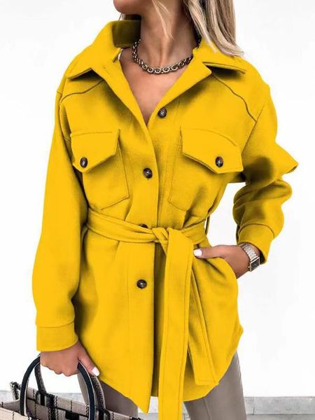 women's wool & blends 2021 autumn and winter cross border wear long sleeve temperament solid color lapel single breasted belt coat, Black
women's wool & blends 2021 autumn and winter cross border wear long sleeve temperament solid color lapel single breasted belt coat, Black