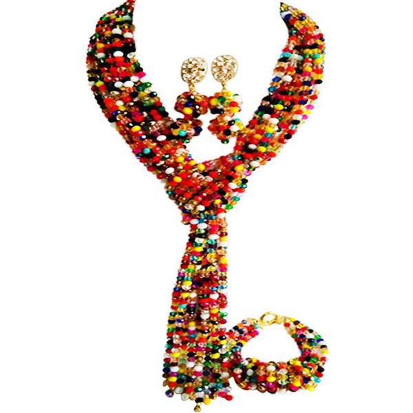 earrings & necklace unique multicolor african wedding beads crystal jewelry sets for bridal 10c-wj-04, Silver
earrings & necklace unique multicolor african wedding beads crystal jewelry sets for bridal 10c-wj-04, Silver