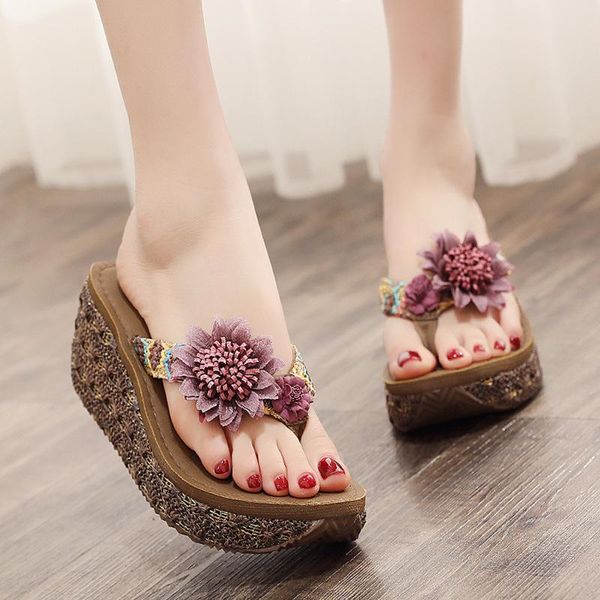 flowers high-heeled slippers female summer sandals thick bottom outside beach shoes fashion seaside antiskid flip-flops, Black
flowers high-heeled slippers female summer sandals thick bottom outside beach shoes fashion seaside antiskid flip-flops, Black