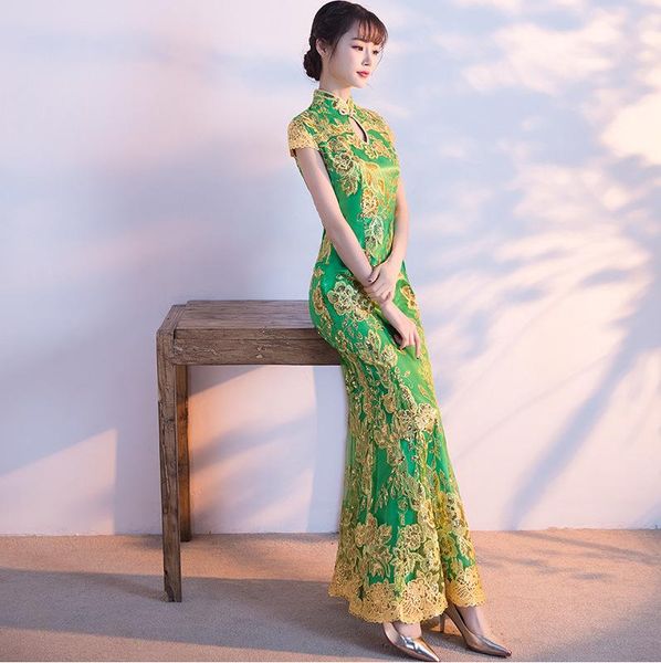 ethnic clothing green cheongsam women traditional dress wedding qipao embroidery chinese oriental dresses vestidos formales long qi pao, Red
ethnic clothing green cheongsam women traditional dress wedding qipao embroidery chinese oriental dresses vestidos formales long qi pao, Red