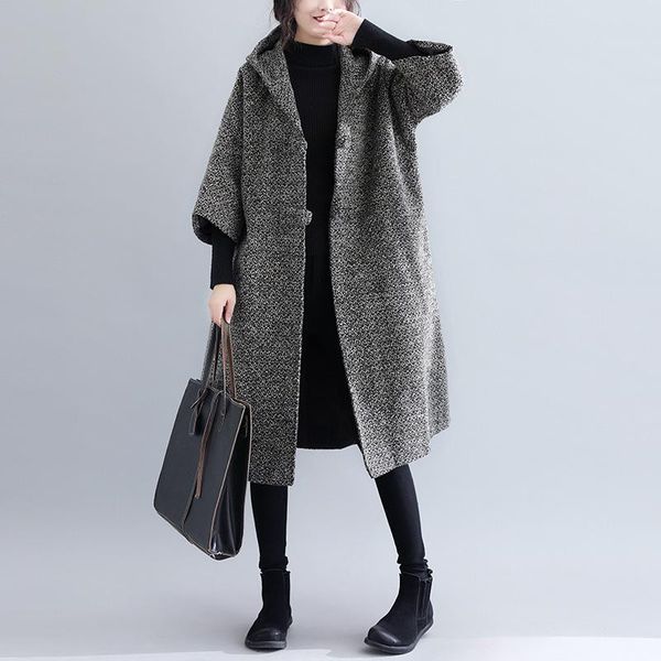 women's wool & blends coat winter 2021 autumn fashion elegant mother hooded warm long tweed woolen outerwear female jackets, Black
women's wool & blends coat winter 2021 autumn fashion elegant mother hooded warm long tweed woolen outerwear female jackets, Black