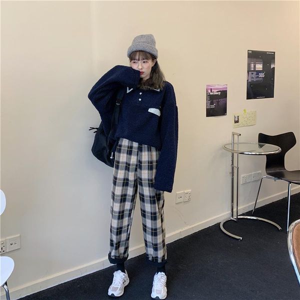 vintage plaid women fashion high waist female 2021 autumn new ladies thicken straight wide leg pants, Black;white
vintage plaid women fashion high waist female 2021 autumn new ladies thicken straight wide leg pants, Black;white