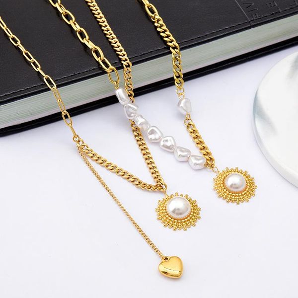 chains thick necklace irregular pearl female sun flower clavicle chain love tassel pendant titanium steel fashion, Silver
chains thick necklace irregular pearl female sun flower clavicle chain love tassel pendant titanium steel fashion, Silver